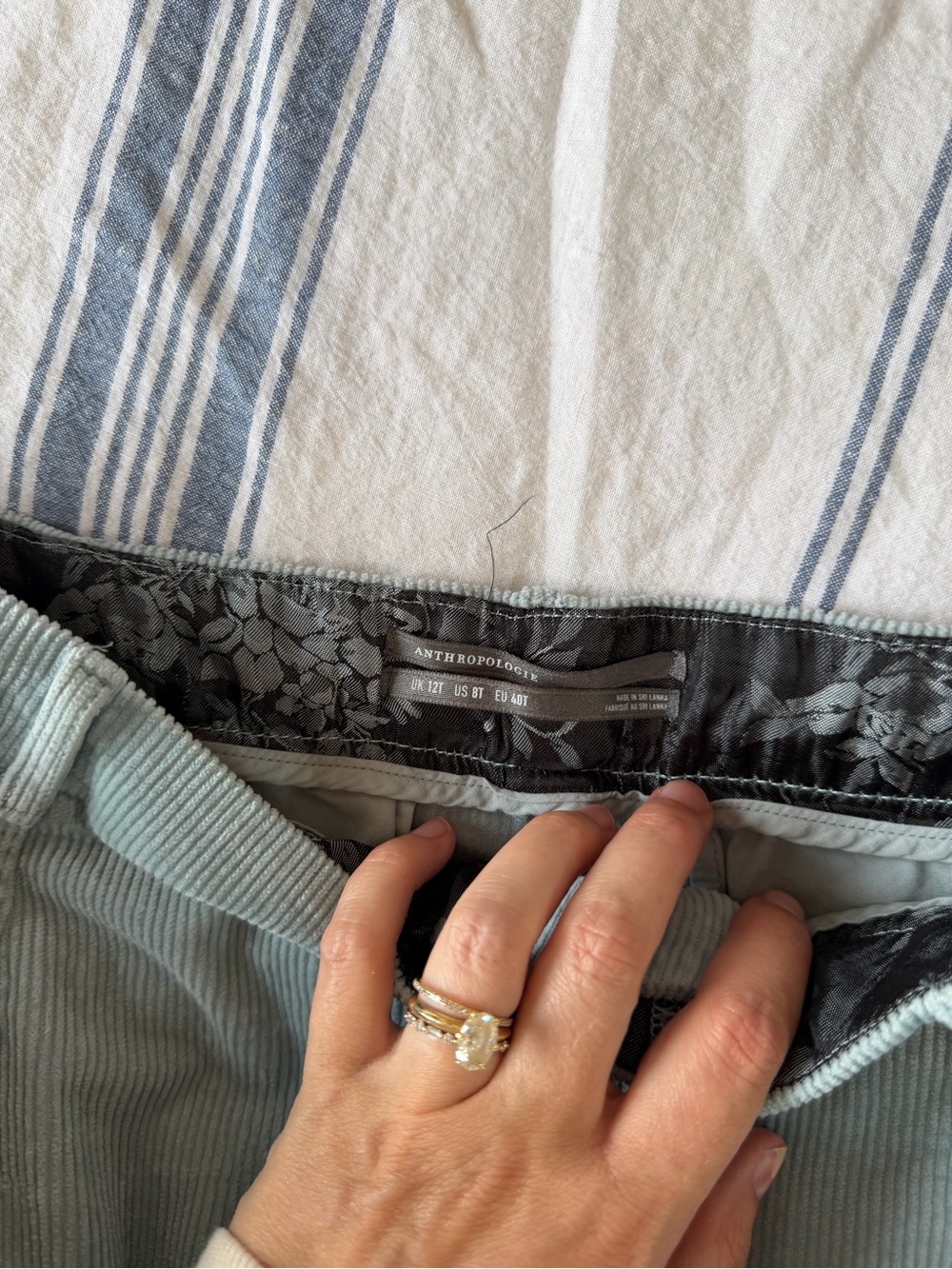 Anthropologie Ultra Wide Leg Corduroy Palazzo Trousers Pants Light Blue Size 8T - Picture 9 of 14